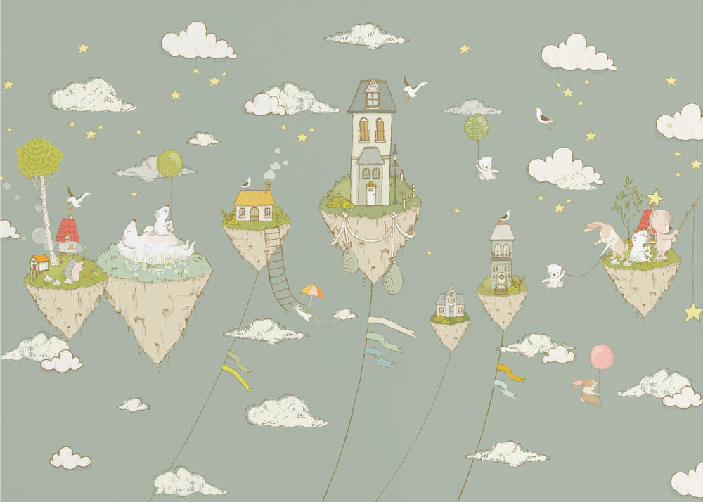 Floating Islands_FogGreen | Wallpaper