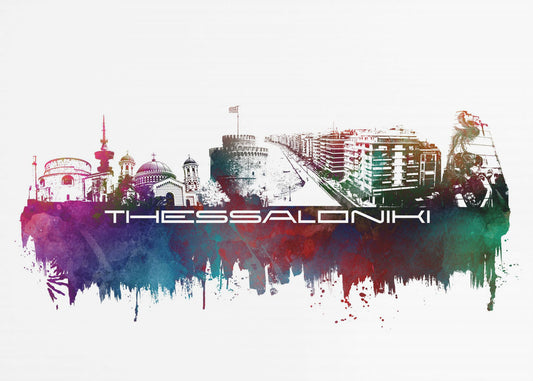 Thessaloniki Greece Skyline City Art (4) | Poster