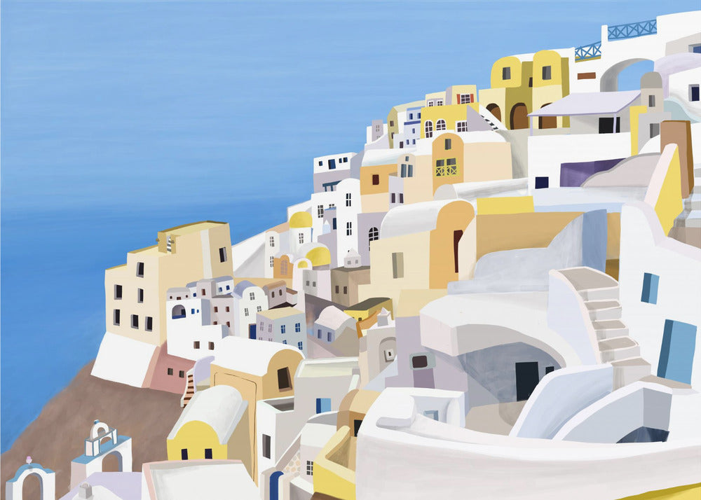 Santorini, Grecja Widok z klifu autorstwa artystki Carli Daly | Wydruki na łótnie