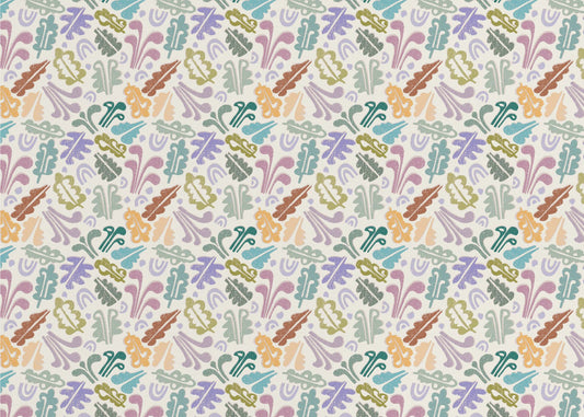 Blockdruck Blätter warmweiß | Poster