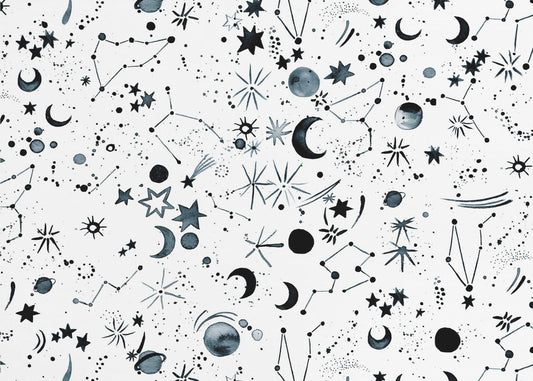 Galaxy Planets Moon White | Wallpaper