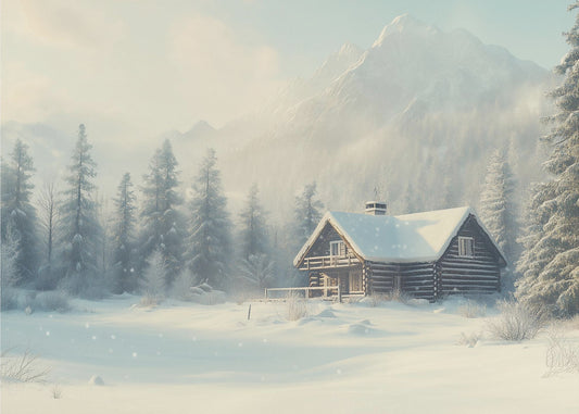 Cabin In Snowy Landscape | Canvas