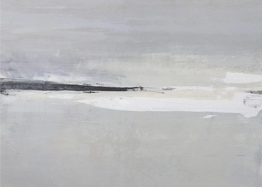Serene Horizon with Soft Gray and White Tones | Poster
