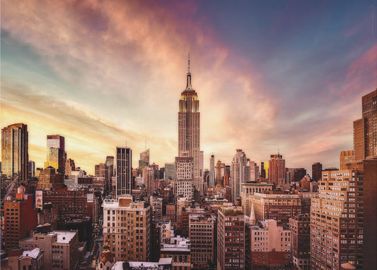 Keskikaupungin auringonlasku | Julisteet - Taidevedokset