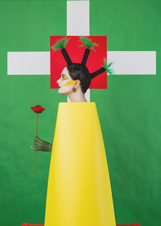 Mädchen mit Palmen auf dem Kopf | Leinwand-Bilder