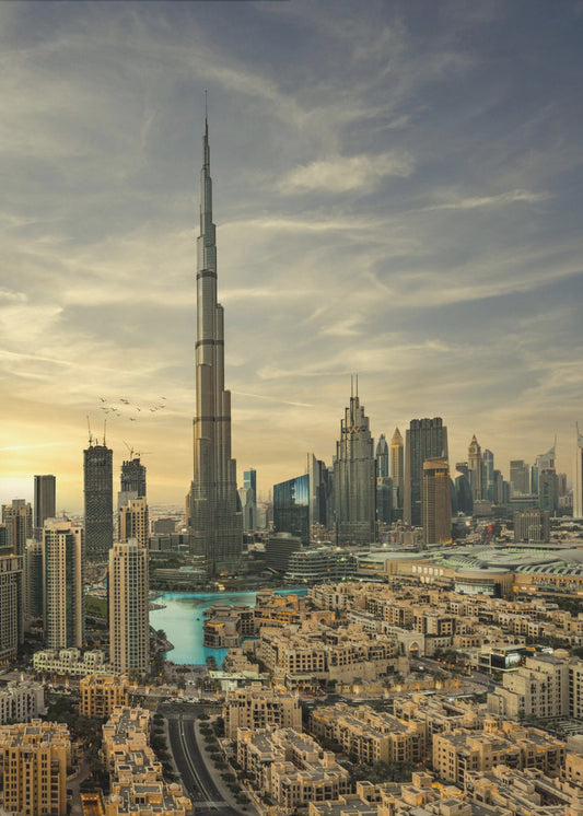 Vista del atardecer en el centro de la ciudad | Impresiones en Lienzo