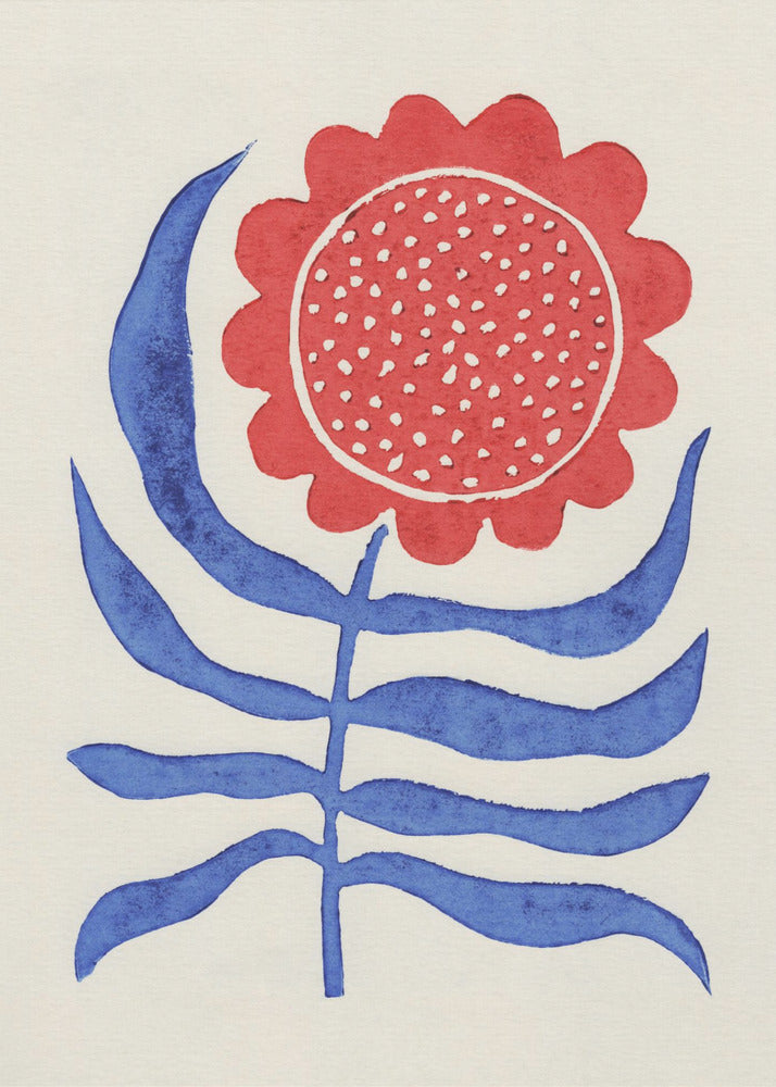 Rote Blume / Linoldruck | Poster - Kunstdruck