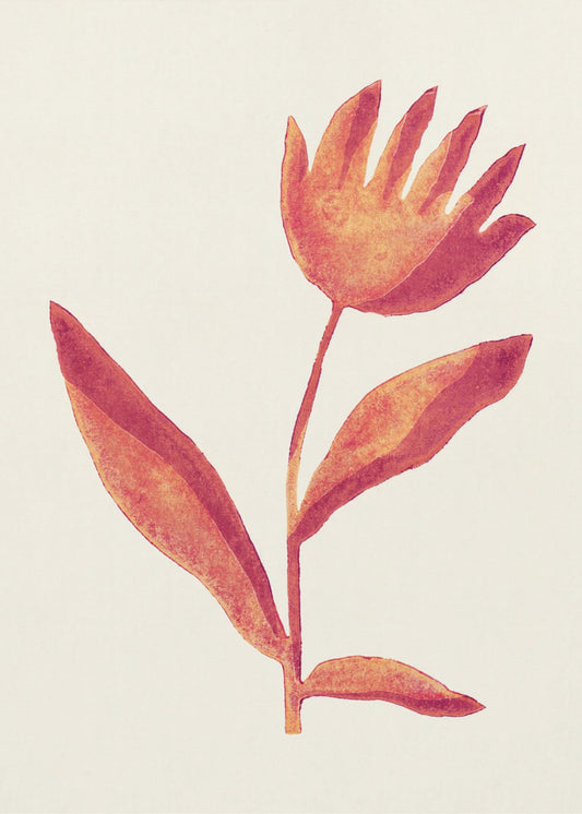 Linolschnitt Blume / Viva Magenta | Poster - Kunstdruck