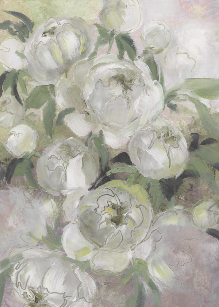 Traurige, malerische Blumen in Grün | Leinwand-Bilder