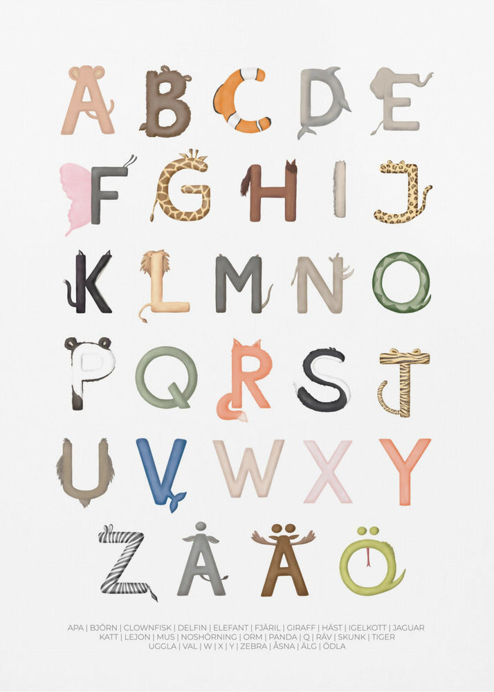 Eläinkirjaimet | Canvastaulut