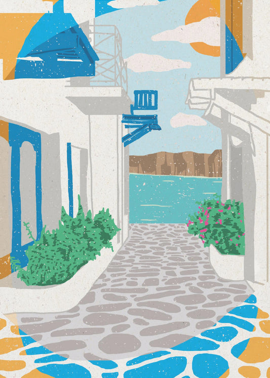 En gade i Grækenland | Lærredsbilleder