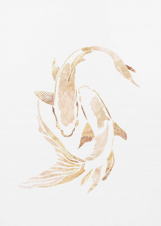 Gold White Japan Koi Fish | Poster