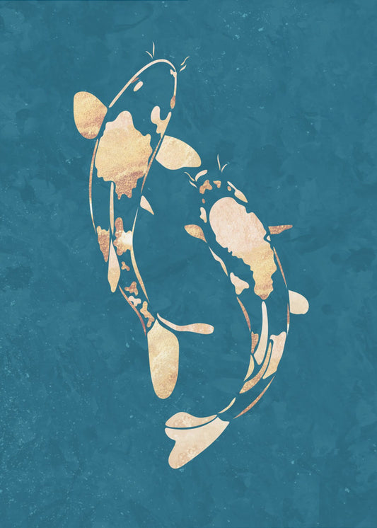 Gold Green Koi Fish | Canvas