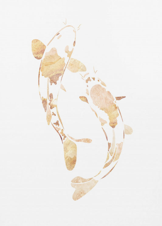 Gold koi fish silhouettes | Poster