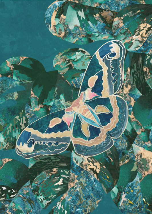 Moth and Monstera Leaves | Poster