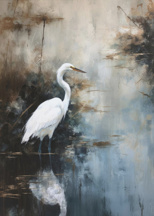 Garceta en el lago | Impresiones en Lienzo