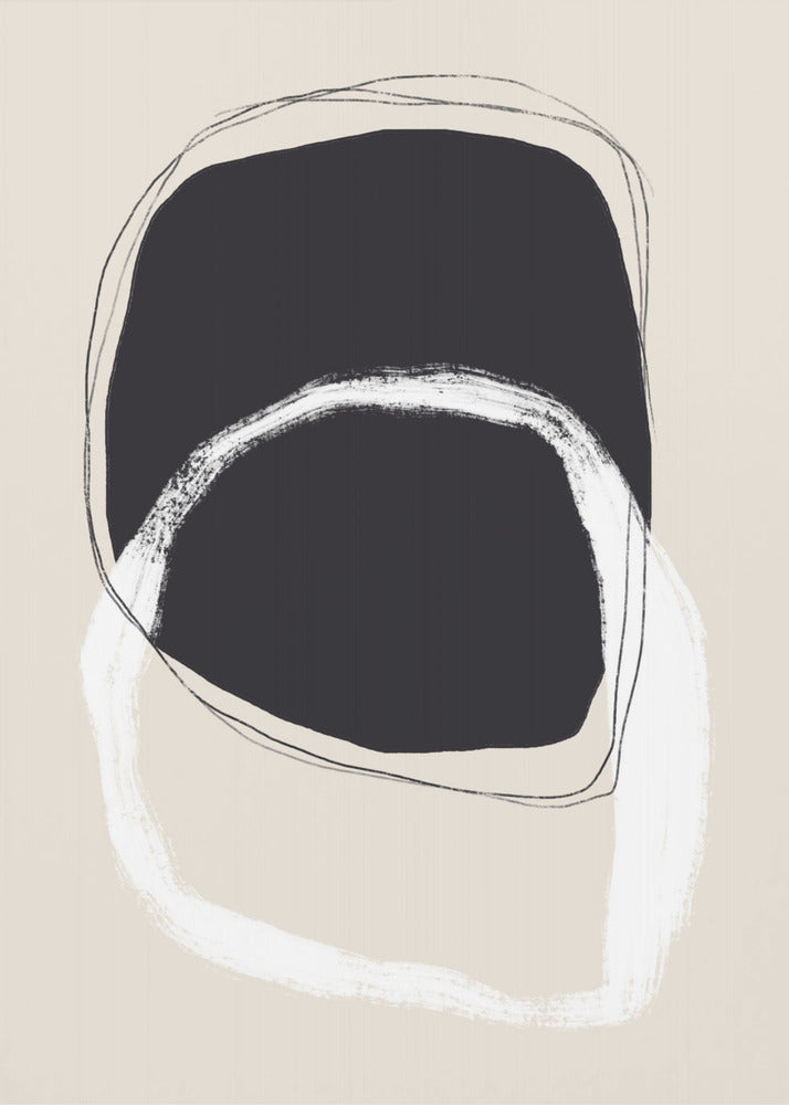 Schwarz-weiße Formen mit fließenden Linien | Poster