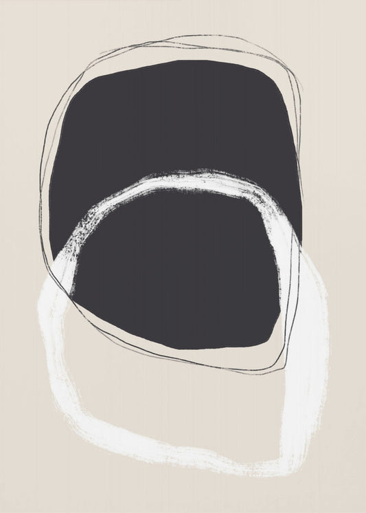 Schwarz-weiße Formen mit fließenden Linien | Poster