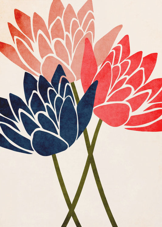 Drei tanzende Blüten | Poster - Kunstdruck