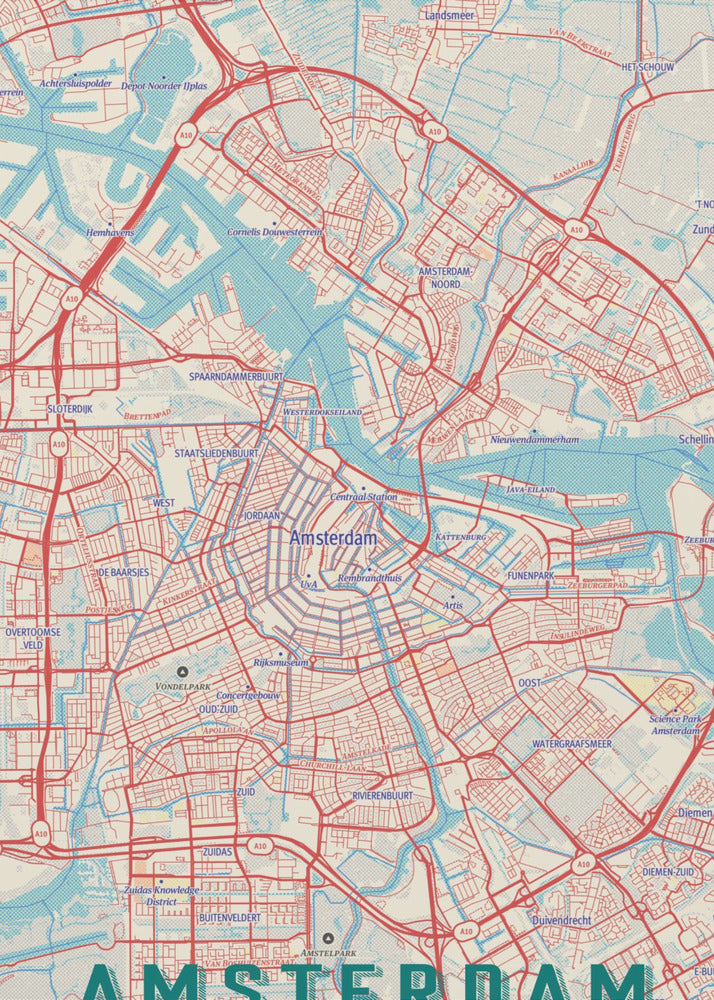 Retro Map Amsterdam | Canvas