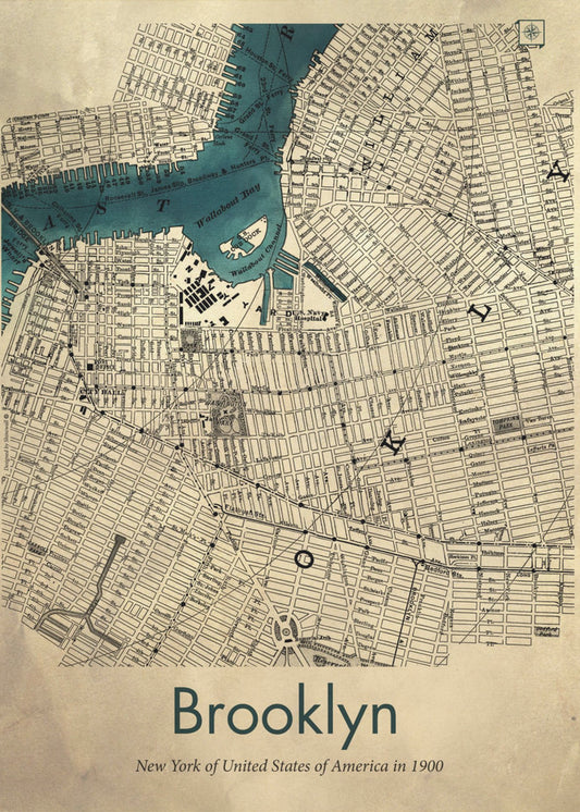 Mapa Brooklynu | Wydruki na łótnie