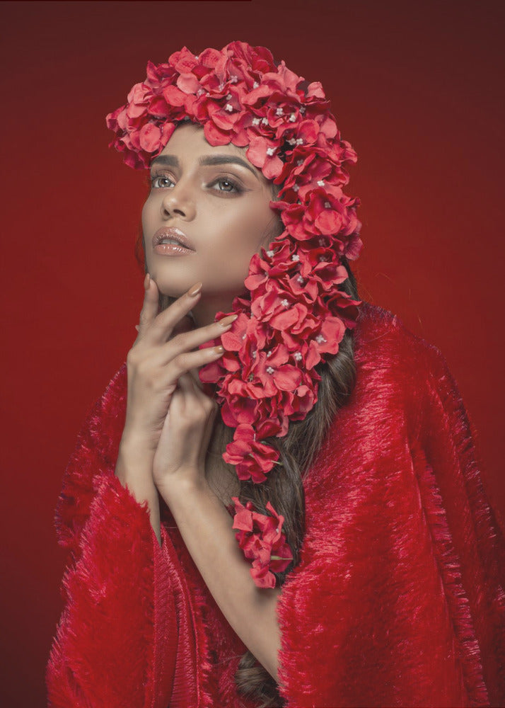 ROTE BLUMENDAME | Leinwand-Bilder