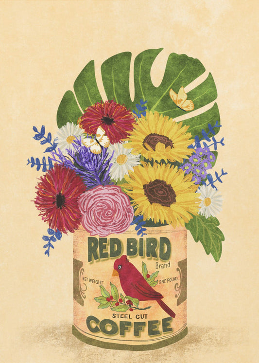 Kukkia vintage-kahvitölkissä | Canvastaulut