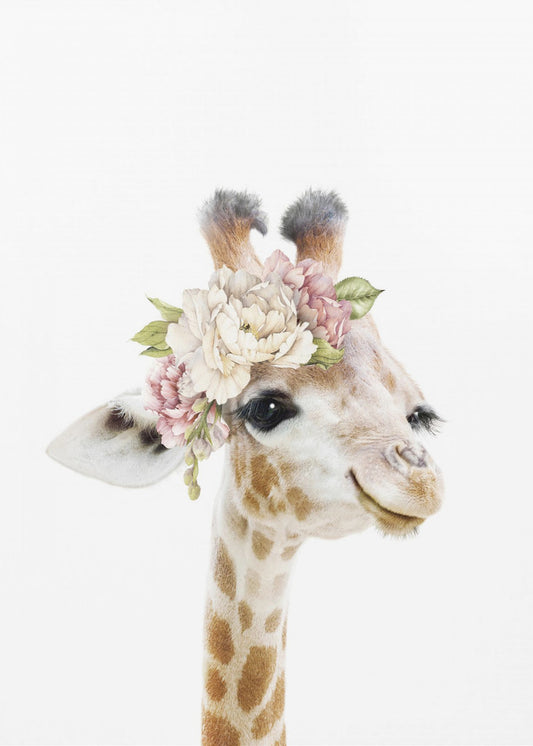 Giraffenbaby mit Blumenmuster | Leinwand-Bilder