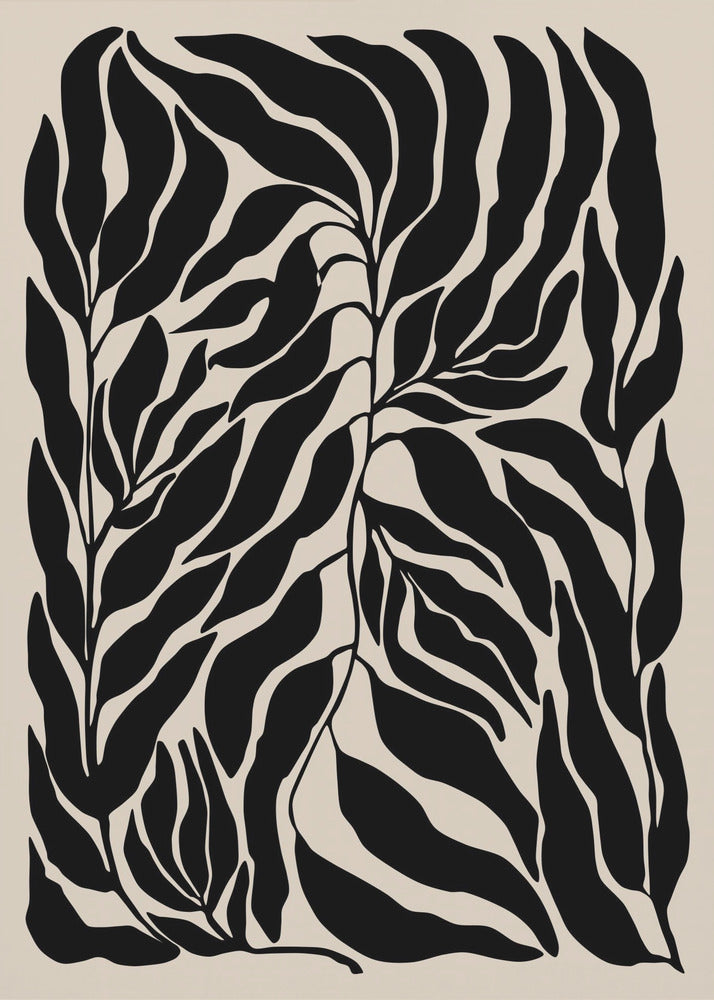 Schwarze Blattsilhouetten | Leinwand-Bilder