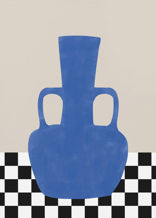 Azurblaues Vase-Schachbrett | Leinwand-Bilder