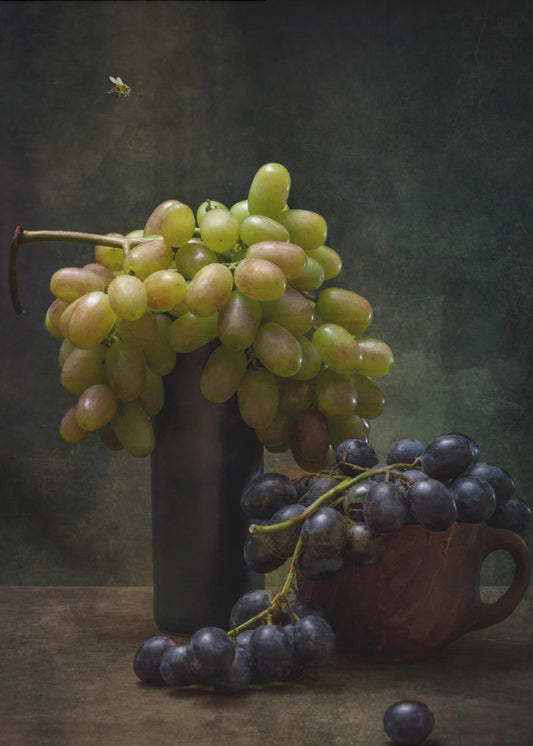 Stillleben mit Trauben und einer Biene | Poster - Kunstdruck