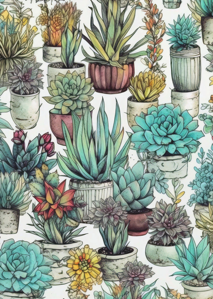 Succulents and cactus 14 POTTED FLORALS | Canvas