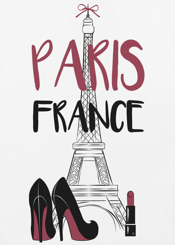 Torre Eiffel con tacchi alti alla moda e rossetto | Stampe su Tela