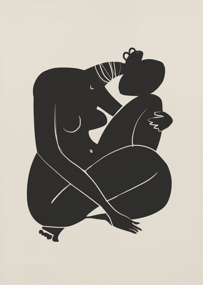 Bebé rizo africano desnudo en negro | Impresiones en Lienzo