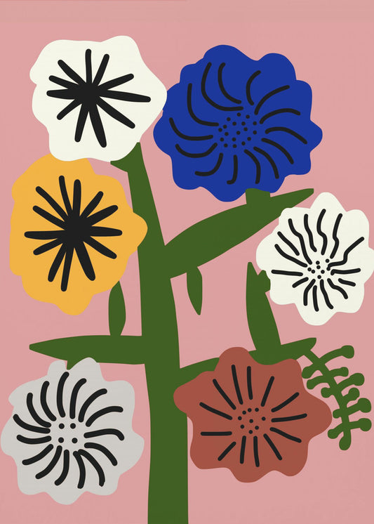 Stilisierte Blumen mit kräftigen Farben | Poster