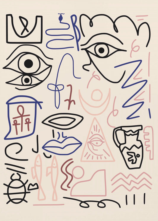 Line Art Cave Drawing | Poster