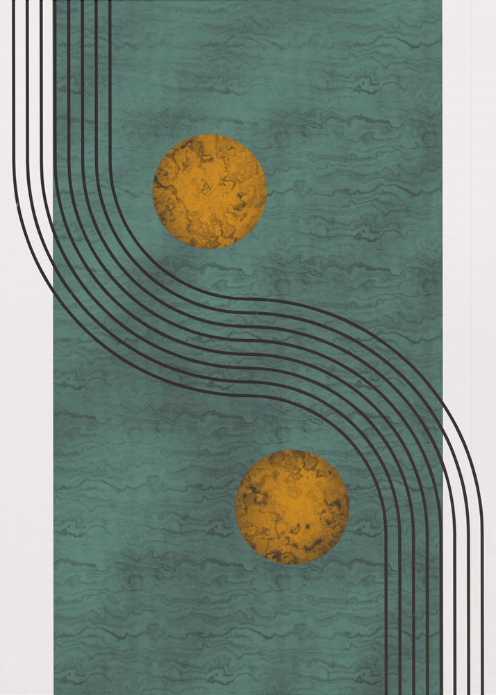 Mármol aguamarina con esfera dorada | Impresiones en Lienzo