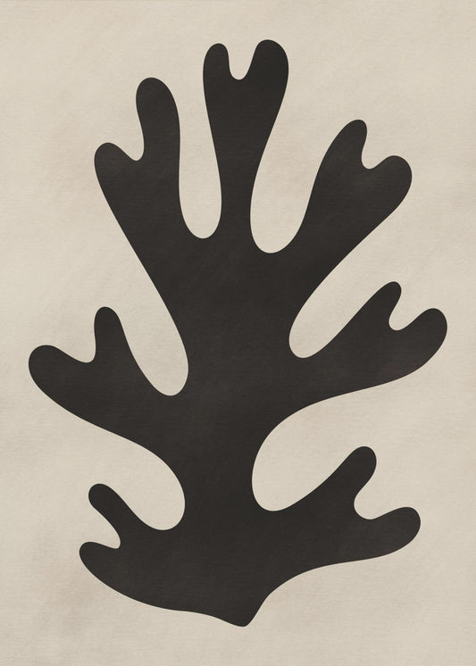 Minimal Black Coral Leaf | Poster