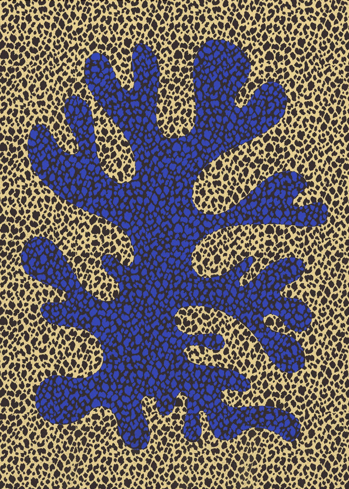 Blått och gult korallmönster | Poster
