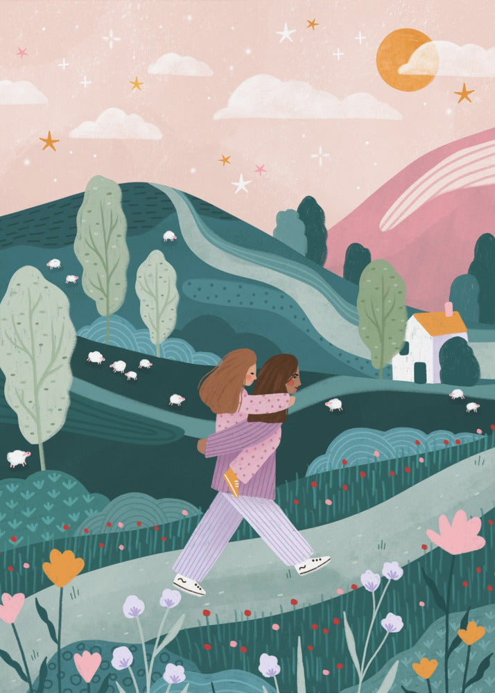 Äiti-tytär Maaseutukävely | Canvastaulut