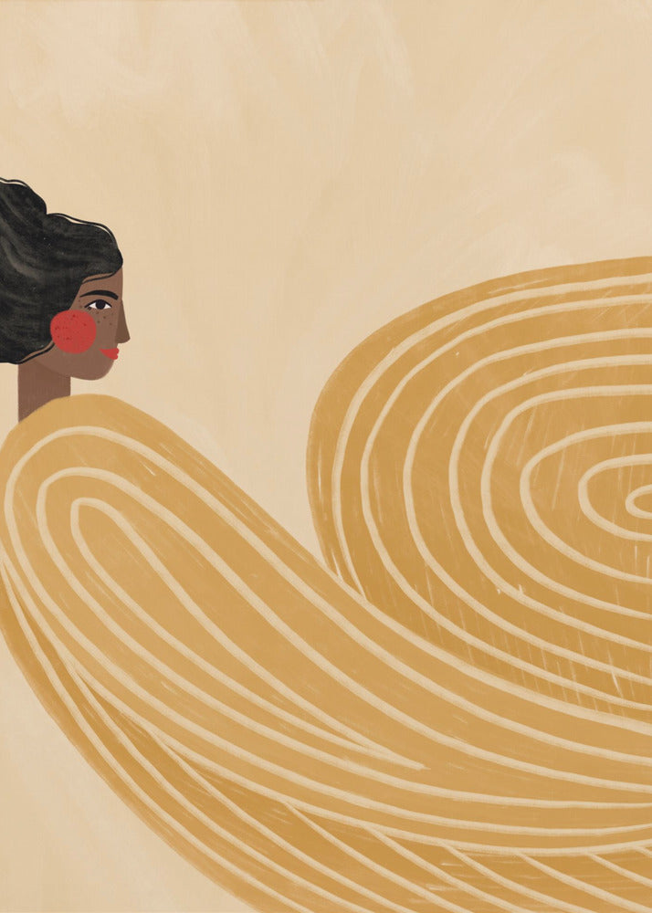 Keltainen raidallinen nainen | Canvastaulut