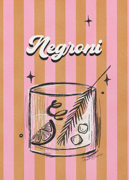 Negroni Drink auf Streifen | Poster