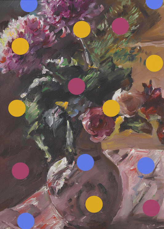 Klassische Vase mit Blumen und Punkten | Poster