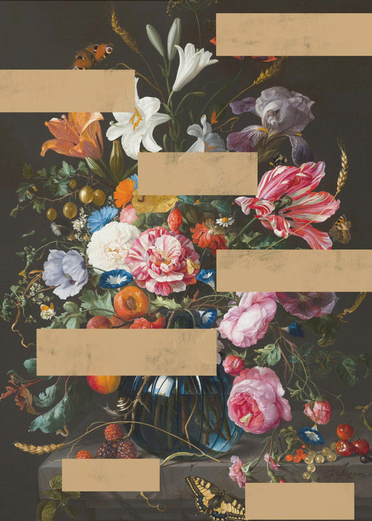 Blumenstrauß aus Vintage-Ölgemälden, moderne Collage | Poster