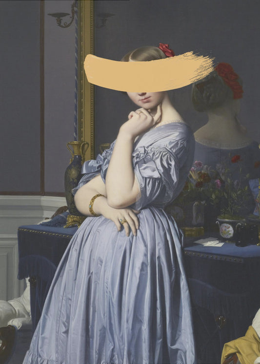 Klassisches Ölgemälde und gelber Spritzer | Poster