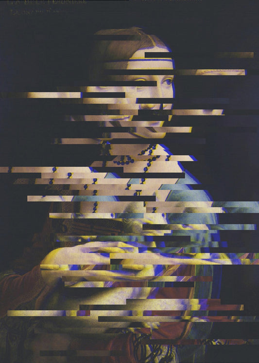 Glitched Leonardo da Vincis Dame mit dem Hermelin | Poster