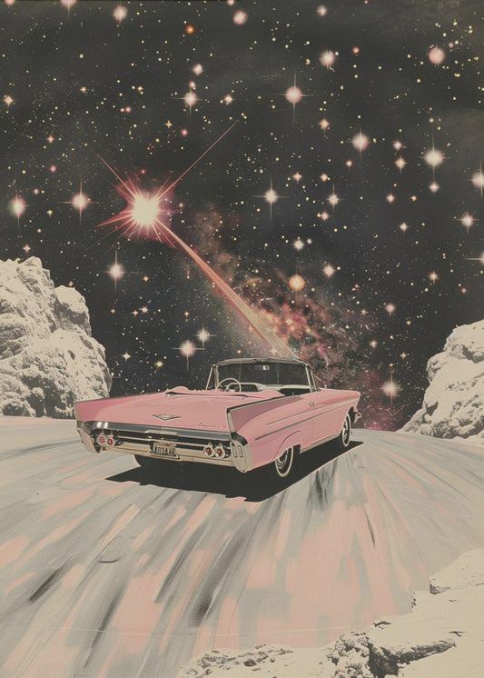 Pink Car In Space | Canvas