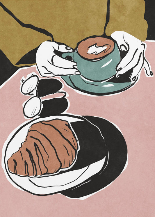 Croissant und Milchkaffee | Poster