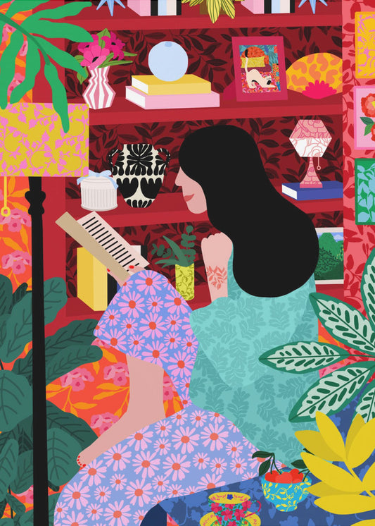 Flicka som läser sin favoritbok | Poster