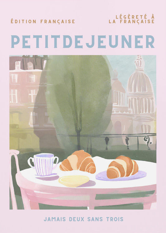 Petit Dejeuner, Croissants, Paris, Pastell | Poster
